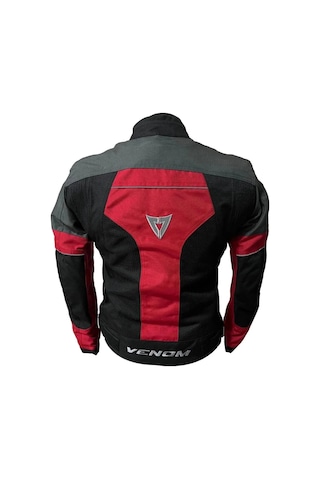 Venom Motosiklet Mont 4 Mevsim Dynamic Koyu Gri-kırmızı Motorcu Montu