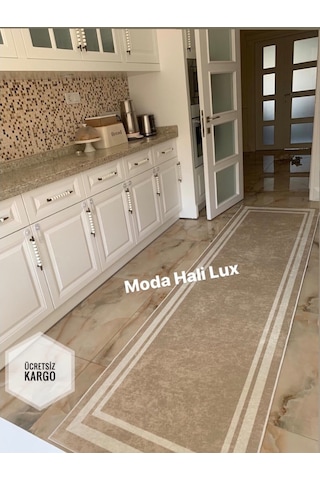 STY Home Pasa Krem Beyaz Kaymaz Tabanlı Halı Yolluk Makinede Yıkanabilir