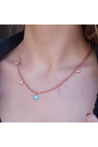 Rose Gold Kaplama Gümüş Dilek Kolyesi Gümüş