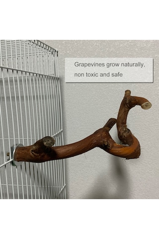 Vkemall Kuş Eğitim Durağı - Üzüm Çubuğu Kuş Tırmanma Ve Çiğneme Oyuncakları Düz/kavisli Seçenekli