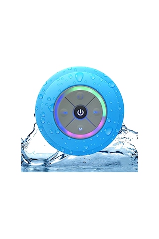 Jeemson Mavi Ipx4 Su Geçirmez Mini Bluetooth Hoparlör Q9 - Led Işık, Fm Radyo, Tf Kart, Elden Öte Arama, Sıçrama Çubuğu İle Banyo, Havuz, Seyahat