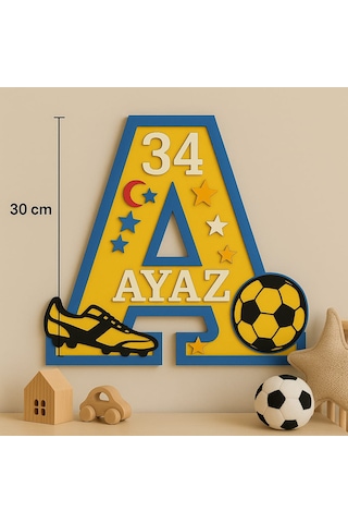 Çocuk Odası Kapı Veya Duvar Süsü Kişiye Özel İsim Yazılı No:1004 Mavi - Kırmızı