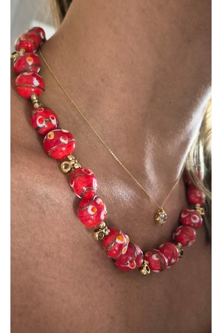 Murano Kırmızı Kolye Kırmızı