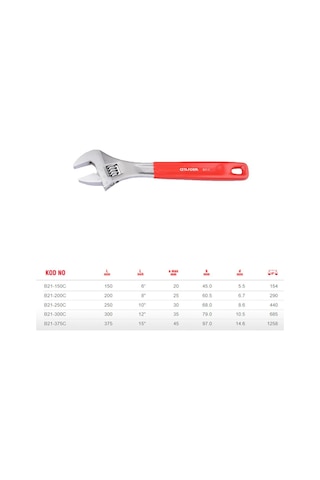 Ceta Form 375Mm B21-375C Kurbağacık Anahtar Krom Kaplı-Pvc Daldır
