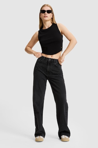 U.S. Polo Assn. Kadın Siyah Loose Fit Jean Pantolon 50330035-dn0027