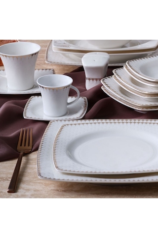 Güral Porselen Caroline 54 Parça 12 Kişilik Yemek Takımı 6567 Krem