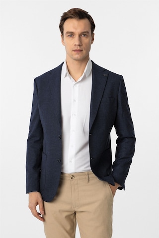 Süvari Lacivert Slim Fit Desenli Mono Yaka 6 Drop Ceket-33888 Lacivert