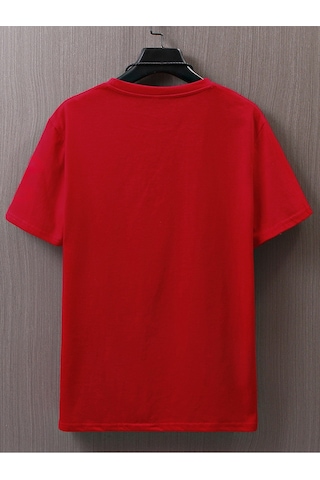Chicago 23 T-shirt - Kırmızı Baskılı Oversize Bisiklet Yaka Kısa Kol Tişört Kırmızı
