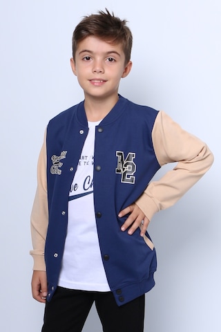 Hçm Erkek Çocuk Kolej Ceket Tshirt 2 Li Takım Baskılı Çıtçıtlı C46 Lacivert