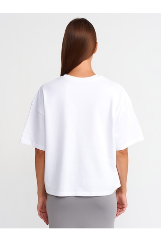 Dilvin Kısa Kollu Pamuklu T-shirt 101a31017 Beyaz