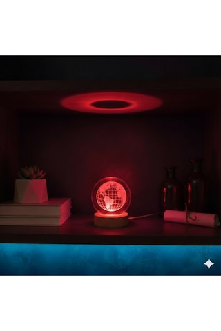 Kristal Küre Dünya Model Büyük Boy Usb'li , Rgb Işıklı