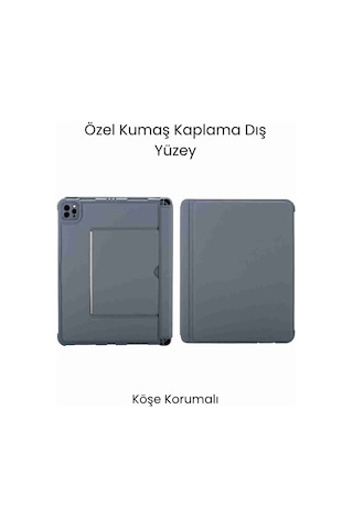 Apple Uyumlu iPad Air 13 M2/m3 Ledli 360 Manyetik Standlı Touchpadli Katanya Klavyeli Tablet Kılıfı Klavyeli Kılıf