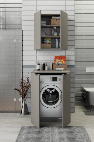 Biani Fix Arya Ve Loft Uyumlu Çamaşır Makinesi Dolabı Renk Latte
