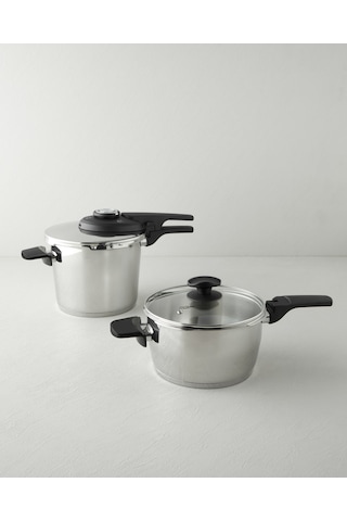 Hyperchef Paslanmaz Çelik Düdüklü Tencere Seti 4 + 6 L Siyah