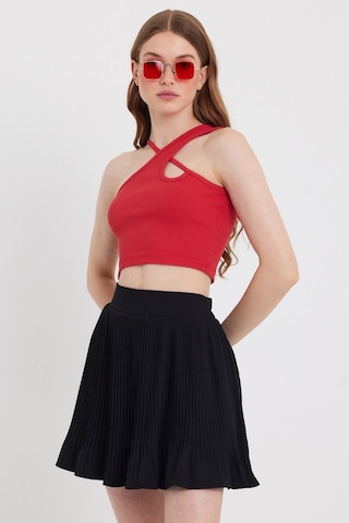 Quhox Kadın Askılı Crop Kaşkorse Kırmızı