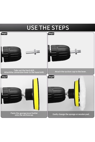 Vkemall 3 İnç Yün Cila Disk Seti 7 Parça - M10 Matkap Adaptörlü, Araç Boya/çamaşır/çelik Cila Ve Waxlama İçin Dayanıklı Yün Malzeme