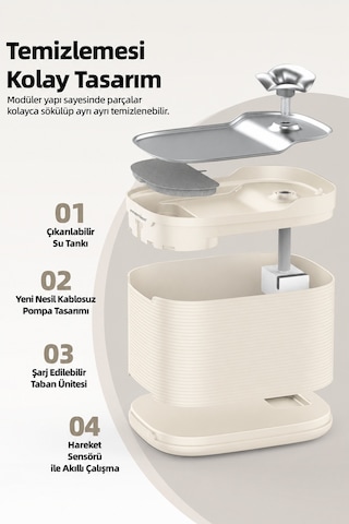 Pwf 2150 Akıllı Otomatik Sensörlü Kedi Köpek Paslanmaz Çelik Su Çeşmesi 2,5l - Petmate Flowsense - Krem