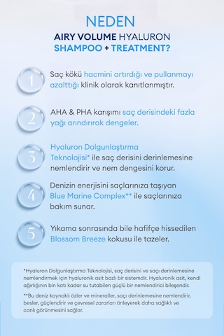 Arındıran, Nemlendiren, Hacim Veren Saç Bakım Seti Kundal Airy Volume Hyaluron Shampoo + Treatment