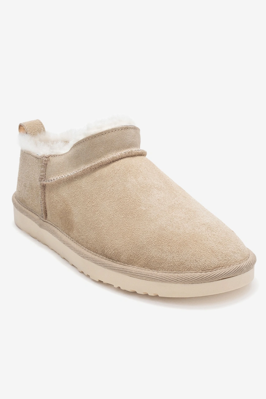 Luvishoes Luvi Shoes Novelle Bej Süet Hakiki Deri Kürklü Kadın Bilekte Bot Bej Süet
