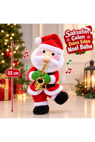 Saksafon Çalan Noel Baba Müzikli Dans Eden Noel Baba Yılbaşı Hediyesi Noel Hediyesi Chrıstmas Gıft