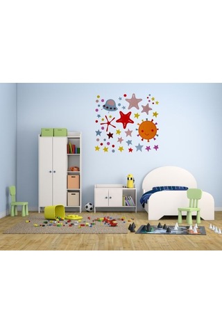 Duvar Süsü Sticker 2 Adet Uzaylı Desenli Pvc 70x50x0,5cm