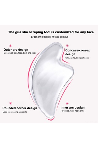 Youtek Yüz Güzellik Gua Sha Aleti: Akrilik Reçine, Transparent, Lenf Drenajı, V-yüz Şekillendirme, Masaj Ve Tıraşlama Şeffaf