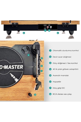 Record Master Tt202J Retro Pikap - Bluetooth Özellikli- Tüm Plakl