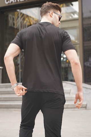 Madmext Siyah Regular Fit Yama Cepli Erkek Tişört 6102-siyah Siyah