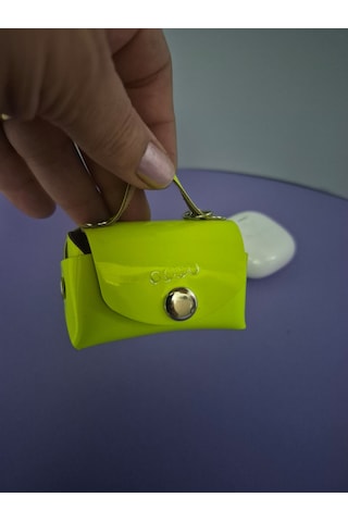 Gogo Charm Çanta Aksesuarı Mini Çanta Hakiki Deri Neon Yeşil
