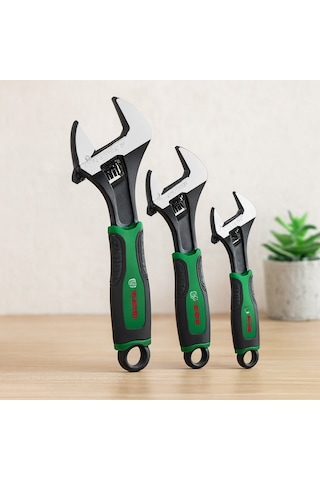 İngiliz Anahtar Ve Kurbağacık Seti 3 Parça 6"-8"-10" / 150-200-250 Mm Standart