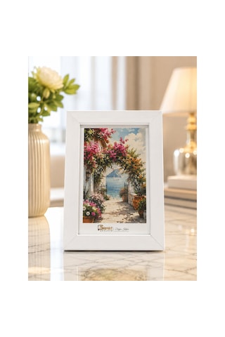 Beyaz Modern Masaüstü Fotoğraf Çerçevesi 10x15 Cm
