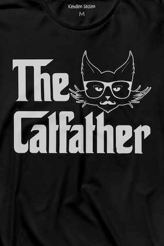 The Godfather Cat Father Catfather Baba Kedi Uzun Kollu Tişört Baskılı T-shirt 001