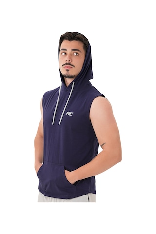 Musclecloth Training Kapüşonlu Kolsuz T-shirt Lacivert Lacivert