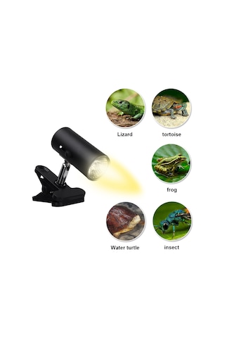 Yifomall Kara Renk E27 Vidalı Sürüngen Isı Lambası - 50w Ampül Dahil - Rotatif Bağlantı - Güneş Işığı Simülasyonu - Avrupa Standartı Siyah