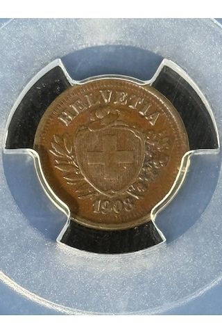 Pcgs Ms62bn 1908 B İsviçre 1rap Sertifikalı Nfc Çipli Özel Koleksiyon Parası