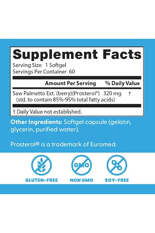 Doctor's Best Saw Palmetto e Health Standardized Extract 320 Mg 60 Softgels Aromasız