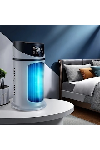 Motion003 Beyaz Ortam Işığı Soğutmalı Nemlendirilebilir Taşınabilir Klima Fanı Usb Fan 3ü 1 Arada Ofis Ve Ev Kullanımı İçin