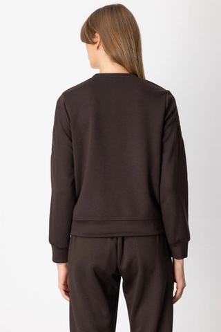 On Fashion Kolları Ve Yakası Pencere Detaylı Kahverengi Sweatshirt 66322 Kahve