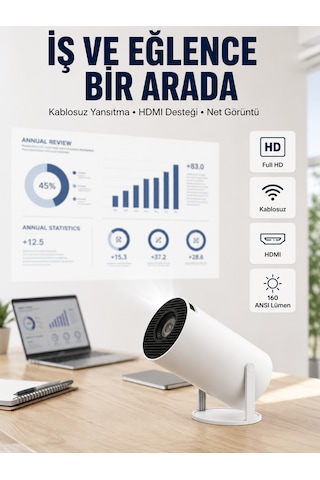 Hdmı Ve Usb Girişli Uzun Ömürlü Ampullü Projeksiyon - Bayi Depom