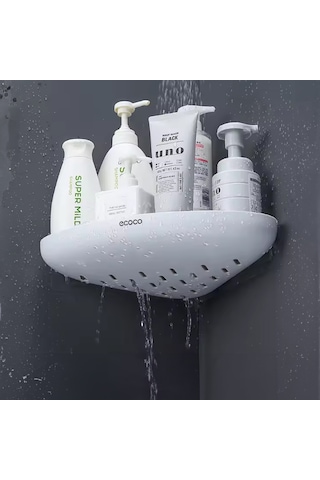 Ecoco Yapışkanlı İkili 2adet Köşe Banyo Ve Mutfak Düzenleyici Beyaz