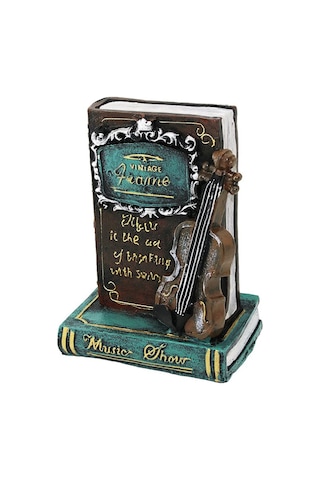 Kitap Ve Keman Tasarımlı Biblo Kumbara - Vintage Model - Dekoratif Obje Kitap Ve Keman Tasarımlı Biblo Kumbara - Vintage Model - Dekoratif Obje