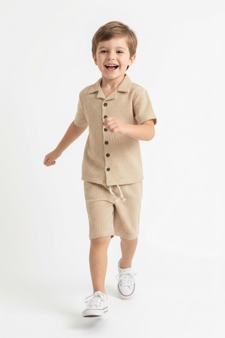 Miababy Bürümcük Gömlek Şort 2li Takım Hardal