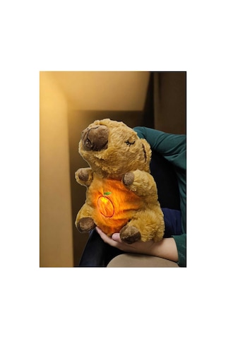 Nefes Alan Capybara 1 Adet Peluş Uyku Arkadaşı Melodili Kapibara 25 Cm. Kahverengi