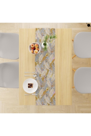 Autumn Leaves Runner, 140x45cm İnce Keten, Uluslararası Yıkama Ve Solmama Sertifikası Çok Renkli