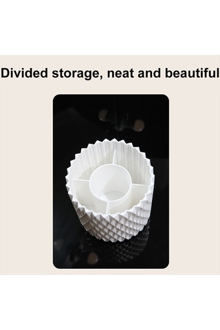 Sones Büyük Kapasiteli Döner Kozmetik Saklama Kutusu Makyaj Fırçası Saklama Tüpü Kapaklı Beyaz