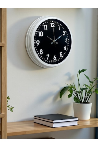White Pure Contrast 40 Cm Metal Duvar Saati Beyaz