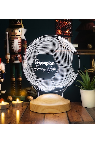 3D Led Lamba 3 Boyutlu Futbol Topu Kişiye Özel Hediye Gecelambası