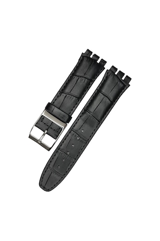 Swatch Ycs Modeli 19mm Krokodil Siyah Saat Deri Kordonu