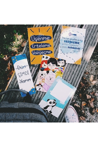 Okula Dönüş Motivasyon Seti,Pandalı Notluk,Motto Kart,Kitap Ayrac