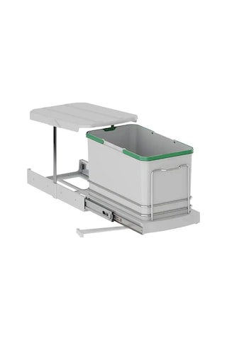 Starax Teleskopik Raylı Plastik Gövde Çöp Kovası Gri 16 Litre Modül 40cm S-2573-g